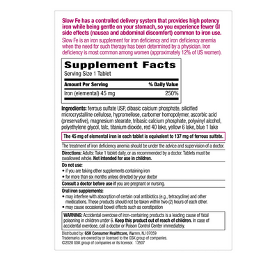 Slow Fe Slow Release Iron Supplement